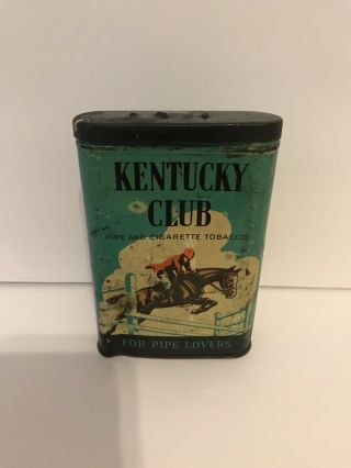 Vintage Tobacco Tin Kentucky Club Pipe And Cigarette Tobacco Single Horse