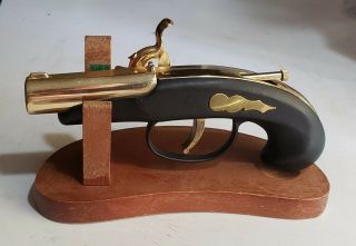 Vintage Pirate Flintlock Pistol Gun Shaped Lighter W/wood Stand
