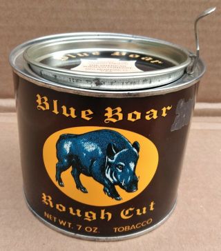 Blue Boar Rough Cut Pipe Tobacco 7 Oz Pry Lid Tin Can Very Good Strong Colors