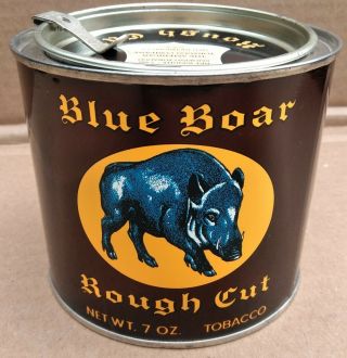 Blue Boar Rough Cut Pipe Tobacco 7 oz Pry Lid Tin Can Very Good Strong Colors 3