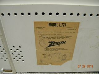 VINTAGE 1950 ' S ZENITH MODEL L727 AM/FM TUBE CLOCK RADIO S - 54567 2