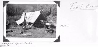 Vintage Photograph 1940 Forest Trail Crew Camp Upper Marble Dam Idaho Old Photo