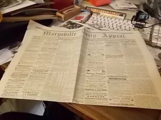 1864 Marysville Daily Appeal Newspaper,  Yuba County,  California,  Gold Mining