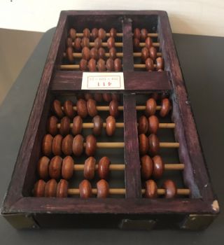 Vintage Brass & Wood Lotus Flower Brand Abacus 11 Row 77 Bead Calculator 3