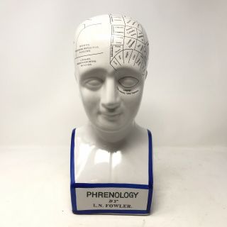 11 " Phrenology Head By L.  N.  Fowler Ceramic Craniology Brain Map Bust