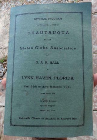 5th Annual Session Chautauqua Official Program Lynn Haven,  Florida Fla 1921