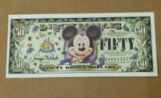 Disney Dollars 2005 $50 50th Anniversary Mickey Mouse A00013275 Disneyland
