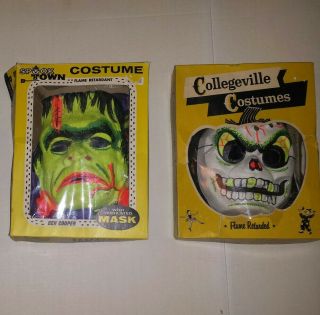 Vintage Halloween Frankenstien Spooktown Collegeville Costume & Mask Ben Cooper