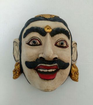 Antique Wooden Indonesian Mask - Hand Carved And Painted