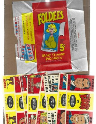 1963 Foldees Funny Valentine Wax Wrapper Plus Cards