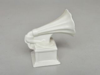 Vintage crested china souvenir model Horn Gramophone / Phonograph - Clay cross 4