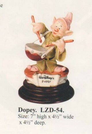 Disney Snow White Dopey Drummer Laurenz Capodimonte C.  O.  A.  Box
