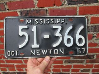 Vintage 1967 Newton County Auto License Plate 51 - 366 Tag Sign