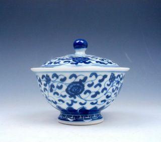 Chinese Blue&white Qinghua Flowers Lidded Tea Cup Tea Ceremony 07181603