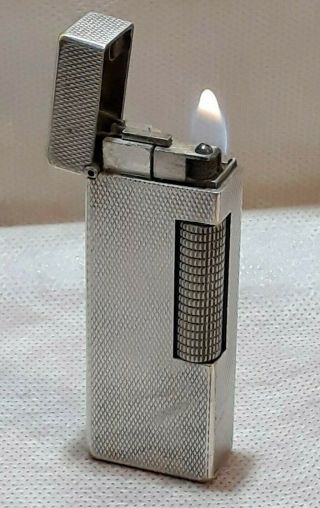 Vintage Dunhill Rollagas Silver Plated Lighter Swiss Made
