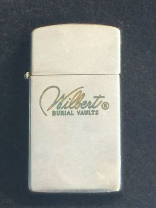 Vintage 1963 Zippo Slimline Lighter Advertising Wilbert Burial Vaults