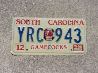 South Carolina 1990 Gamecocks Sticker License Plate Yrc 943