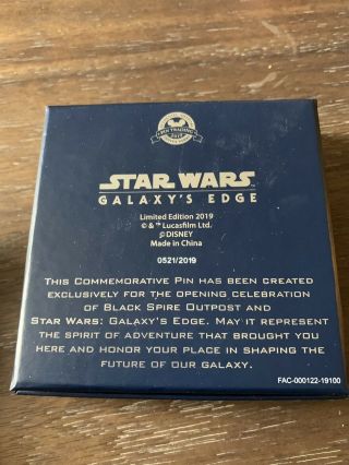 Star Wars Galaxy’s Edge Opening Media Event Pin LE 2