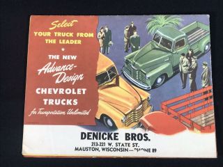Vtg 1947 Chevrolet Chevy Trucks Mail Advertising Sales Brochure