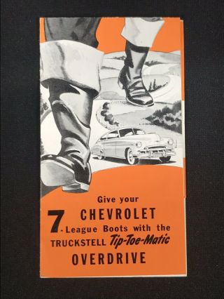 Vtg 1949 Chevrolet Chevy Tip Toe Overdrive Advertising Dealer Sales Brochure