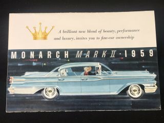 Vtg 1959 Ford Monarch Mark Ii Advertising Car Dealer Sales Brochure Fold Out