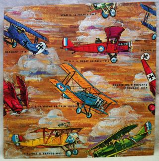 Sheet Of Wwi Airplanes Flying Aces Gift Present Wrapping Paper Vintage