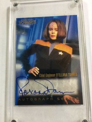 Star Trek Voyager “roxanne Dawson” As B’elanna Torres Autograph Card 1998