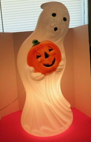 Vintage 1970s Halloween Blow Mold Ghost & Jack O 