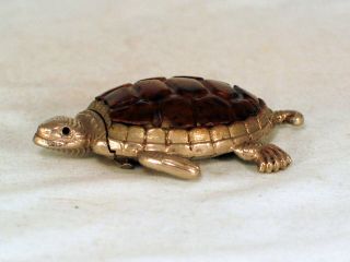C 1900 Antique Victorian Turtle Tortoise Nickel Plated Vesta Case,  Match Safe