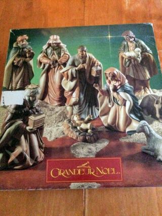 Grandeur Noel 9 - Piece Antique Finish Nativity Set.