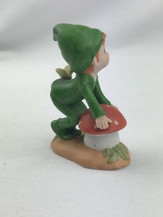 Vintage Lefton China Porcelain Pixie Elf Figurine W/Mushroom & Butterfly 2 - 3/4”H 4