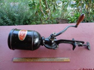 Lfc No 12 Antique Cast Iron And Tin Canister Coffee Grinder Mill With Decal
