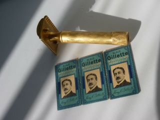 Vintage Gillette 1922 Safety Razor Gold
