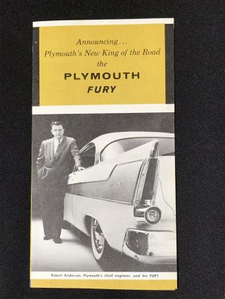 Vtg 1956  Plymouth Fury Car Dealer Advertising Sales Brochure