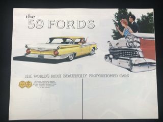 Vtg 1959 Ford Car Dealer Advertising Sales Brochure