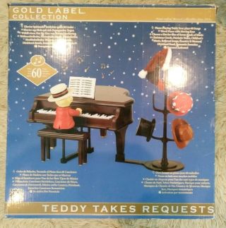 Gold Label Mr.  Christmas " Teddy Takes Requests " Animated Piano Plays 60 Songs
