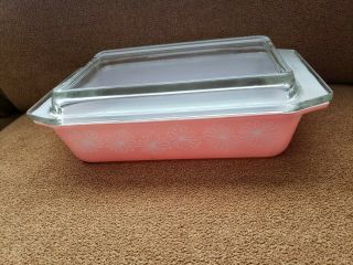 Vintage Pyrex Pink Daisy 2 Qt Covered Baking Casserole Dish And Lid 575 - B