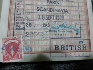Vintage Passport France 1948 23 Y.  O Girl Amg Stamp Red 147974