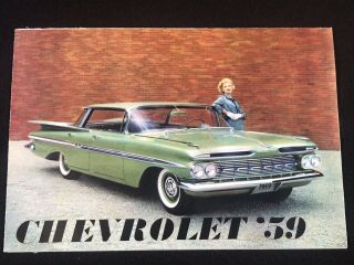 Vtg 1959 Chevrolet Chevy Car Dealer Advertising Brochure Fold Out Poster