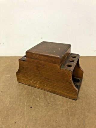 Vintage 6 Wood Pipe Holder Stand Tobacco Keeper Box Storage Basket Humidor Caddy