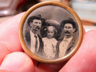 Rare Wild West Billy The Kid Cowboy Tin Type Photograph Locket Pin 1800s (19f3)