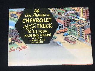 Vtg 1949 Chevrolet Chevy Truck Mail Advertising Sales Brochure Fold Out Poster