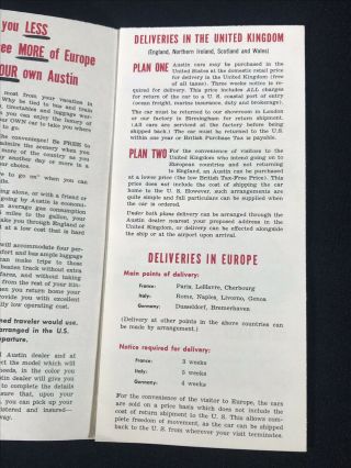 Vtg 1950 ' s Austin Car Dealer Sales Advertising Brochure A30 A40 Healey 100 3