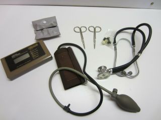 Vtg Lumiscope Digitronic Blood Pressure Cuff Dual Head Stethoscope Scissors