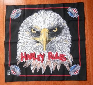 Harley - Davidson Black Scarf Angry Eagle 21 X 22 Harley Rules