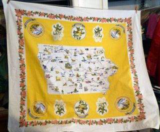 Iowa State Vintage Souvenir Tablecloth The Buckeye State