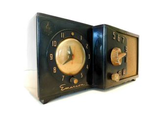 Vintage 50s Emerson Eames Era Retro Atomic Old Mid Century Antique Clock Radio