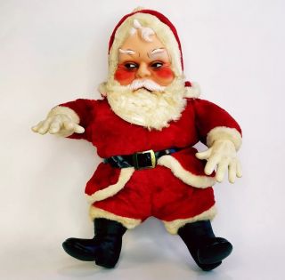 Vintage Plush Stuffed Santa Doll,  Rubber Face,  Hands,  & Boots,  20 " H