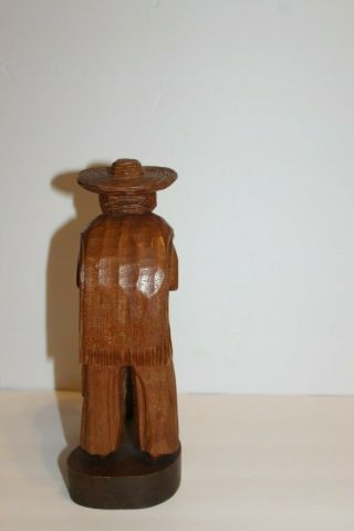 J Pinal Signed Wood Carving OId Mexican Man Cane Art Sculpture Mexico Figure 3