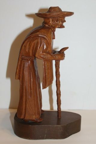 J Pinal Signed Wood Carving OId Mexican Man Cane Art Sculpture Mexico Figure 4